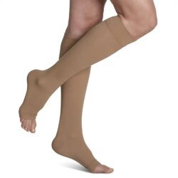 Sigvaris 230 Cotton Series Unisex Open Toe Knee Highs Light Beige , 20 - 30mmHg - 232C